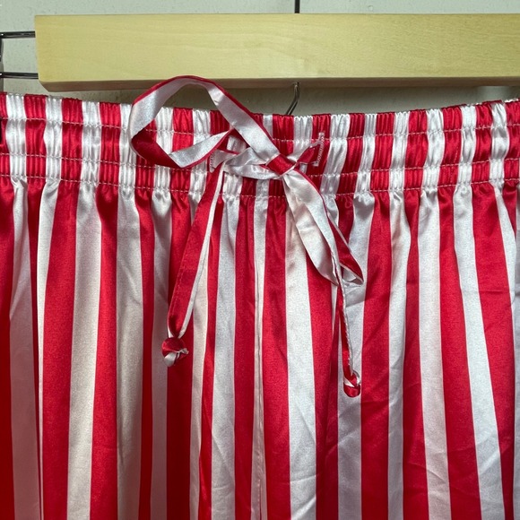 SHOW ME YOUR MUMU Peppermint Stripe Pajama Pants XS Red White Satin Lounge Sleep - Picture 4 of 14